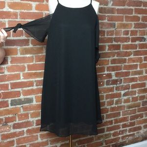 Black cold shoulder dress
